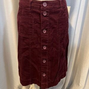 H&M Dark Red Button-Front Pencil Skirt